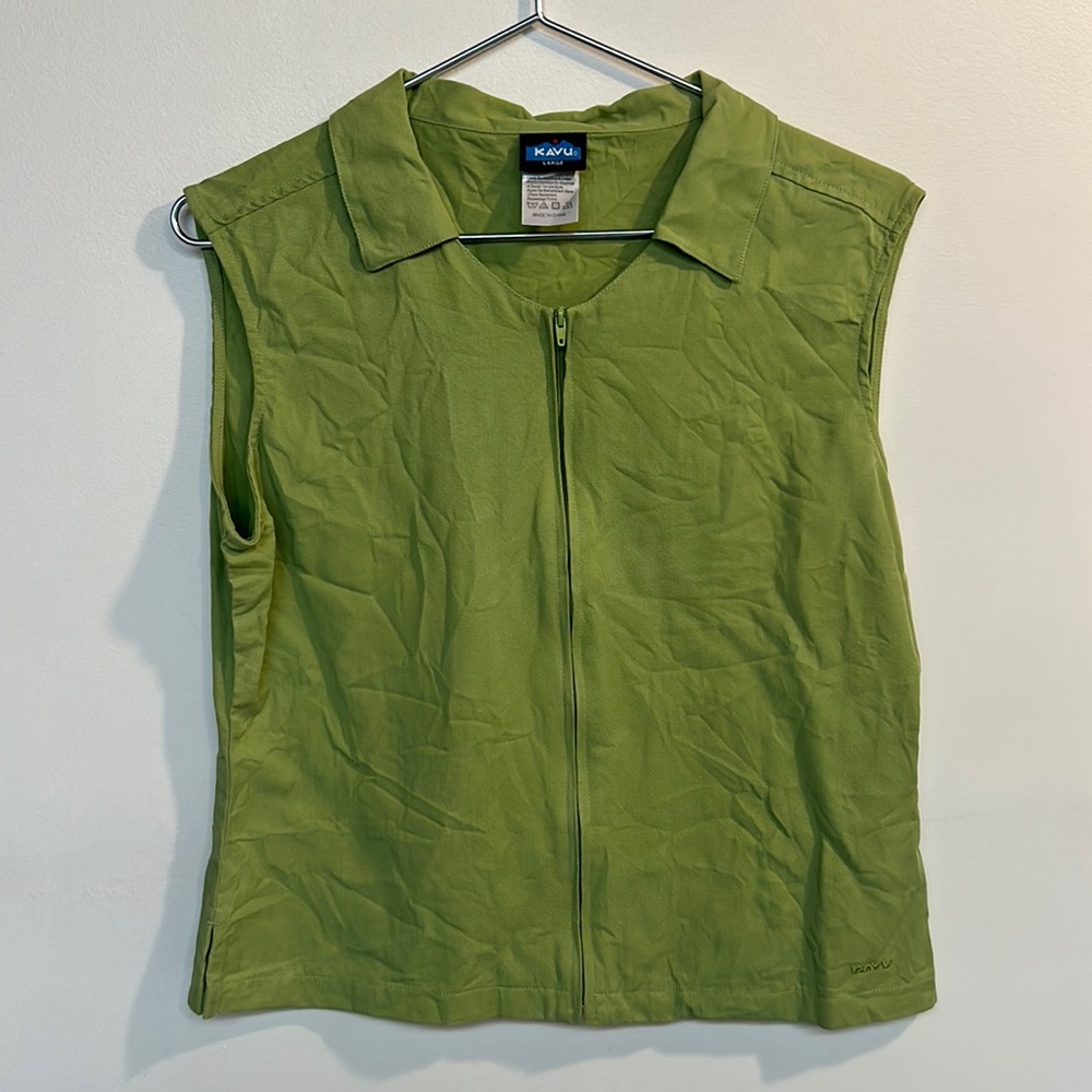 Kavu Green Sleeveless Zip-Front Top